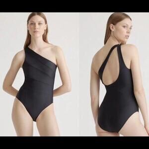 Quince Black One-Shoulder Swimsuit